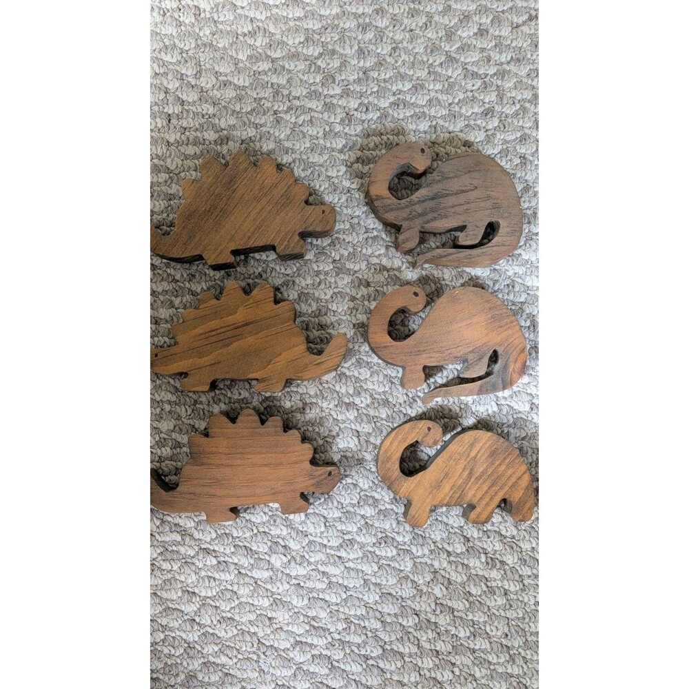 Wooden Dinosaur Toys Set of 6 for Kids Wooden Dinosaur Toys